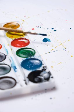 Parlak suluboya boya boya ve suluboya resim için beyaz arka planlı bir fırça ayarla