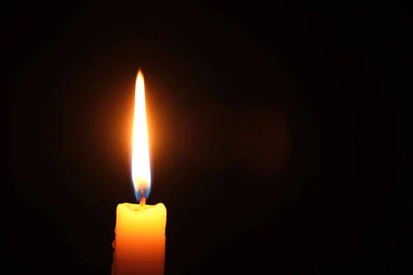Flame Burning Candle Black Background Concept Memory Sorrow — Stock Photo, Image