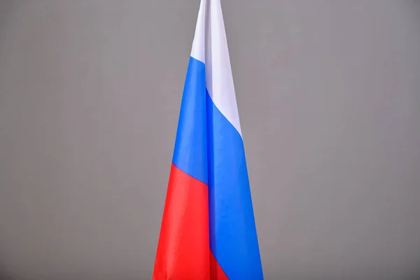Trikolore Flagge Russische Föderation Grauer Hintergrund — Stockfoto