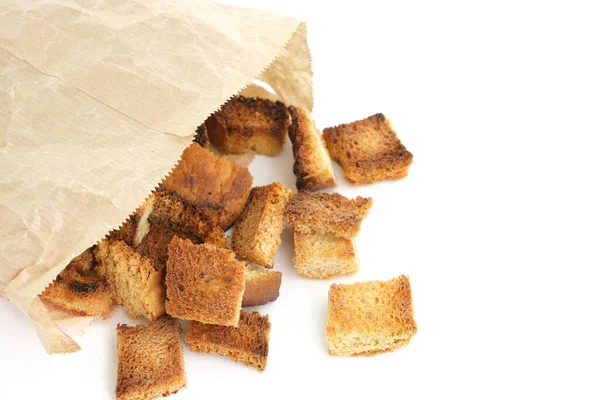 Смажені Хлібні Крихти Паперовій Сумці Білому Тлі Домашня Їжа — стокове фото
