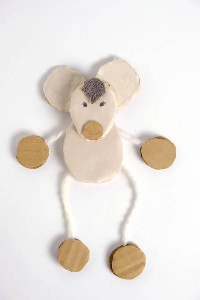 Artisanat Pour Enfants Figurine Souris Rats Sur Fond Blanc — Photo