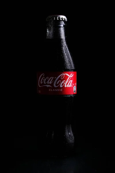 Kazakhstan Kostanay May 2022 Glass Bottle Coca Cola Classic Black — Stok Foto