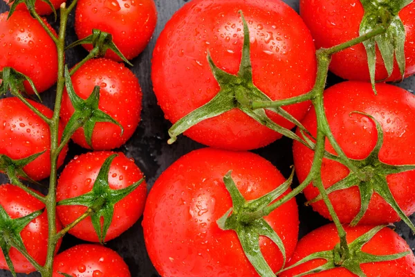 Tomaten Kirschhintergrund Aus Nächster Nähe Gesundes Gemüse — Stockfoto