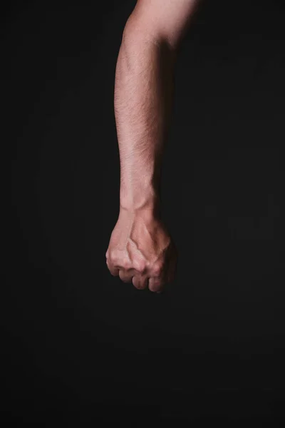 Brutale Mans Hand Met Uitstekende Aderen Zwarte Achtergrond — Stockfoto