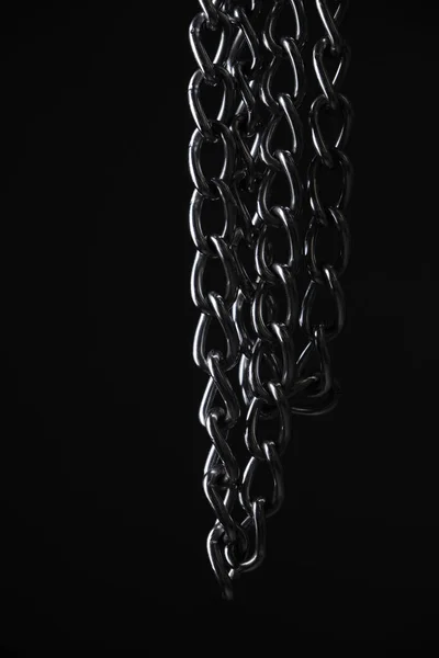 Επινικελωμένο Μέταλλο Αλυσίδα Μαύρο Φόντο — Φωτογραφία Αρχείου