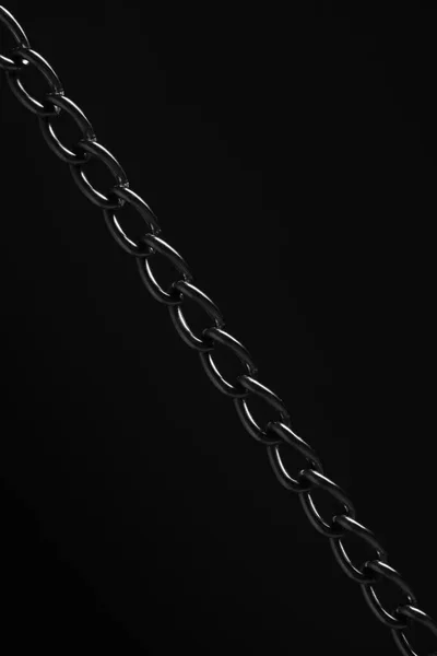 Nickel Plated Metal Chain Black Background — Stock Photo, Image