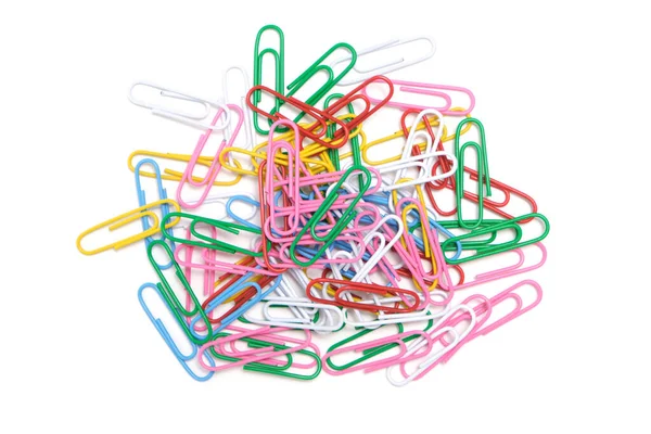 Colored Paper Clips White Background — Stock Photo, Image