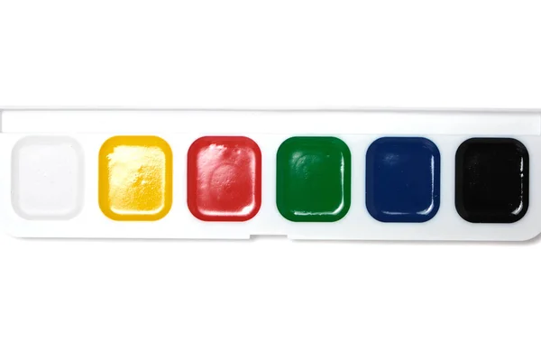 Set Seis Colores Pintura Acuarela Sobre Fondo Blanco —  Fotos de Stock