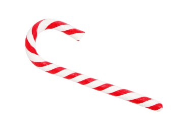 Kırmızı ve beyaz çizgili kamış şeklinde karamel şekeri