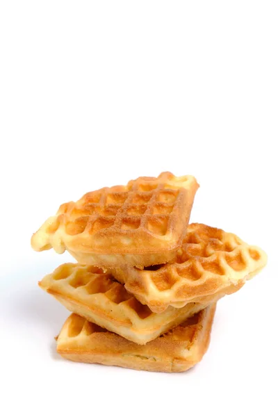 Üçgen Waffle Beyaz Arkaplanı Dilimler — Stok fotoğraf