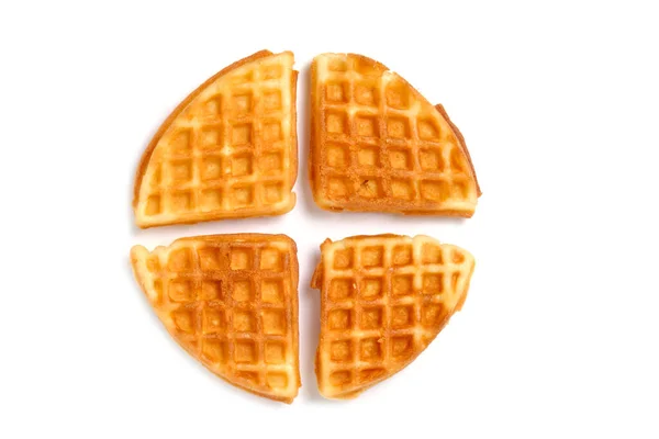 Üçgen Waffle Beyaz Arkaplanı Dilimler — Stok fotoğraf