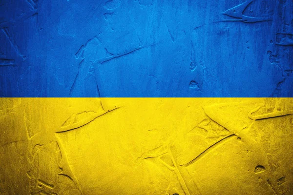 Flag Ukraine Aged Texture Concrete Wall — Foto de Stock