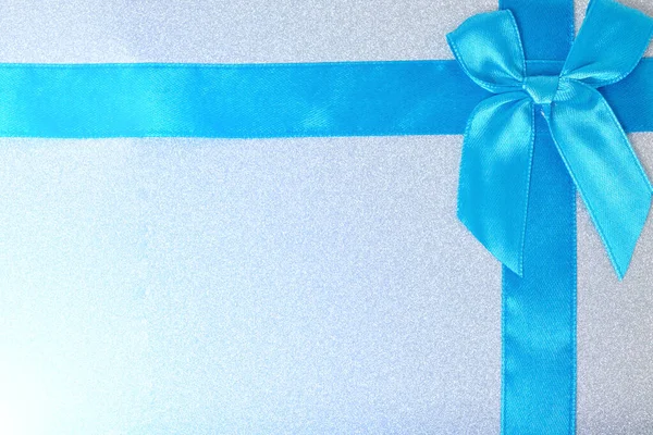 Blue Ribbon Tied Bow Shiny Gift Box — Fotografia de Stock