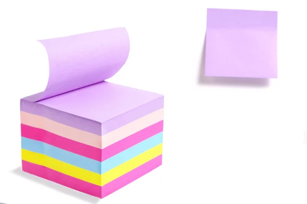 Pack Multicolored Sticky Note Paper White Background — ストック写真