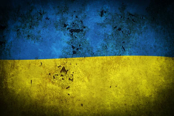 Flag Ukraine Depicted Old Rusty Cracked Surface — 스톡 사진