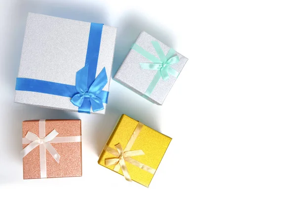 Holiday Gifts Gift Boxes White Background — Stockfoto