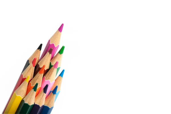 Zestaw Kolorowych Ołówków Białe Tło — Zdjęcie stockowe