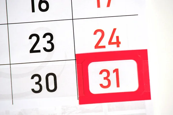 Thirty First Number Red Day Calendar — Fotografia de Stock