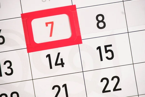 Seventh Number Red Day Calendar — Fotografia de Stock