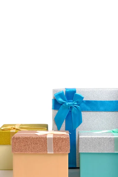 Regalos Navideños Cajas Regalo Fondo Blanco — Foto de Stock