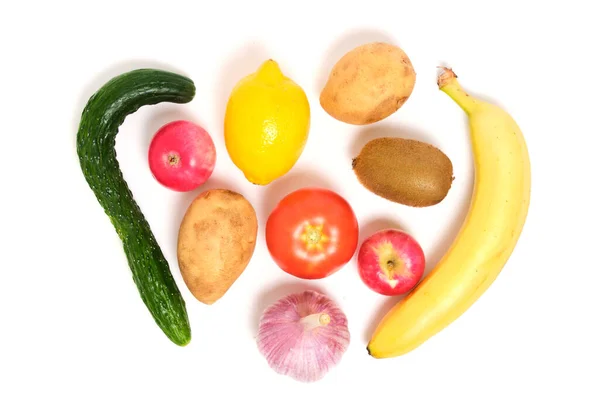 Fruits Vegetables White Background Healthy Healthy Food — Fotografia de Stock