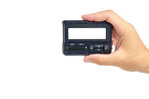Hand Pager White Background Empty Space Inscription — Stockfoto
