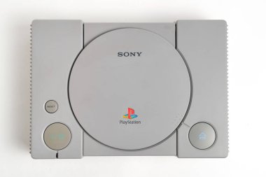 Kostanay, Kazakhstan, 2022. Old retro sony playstation game console