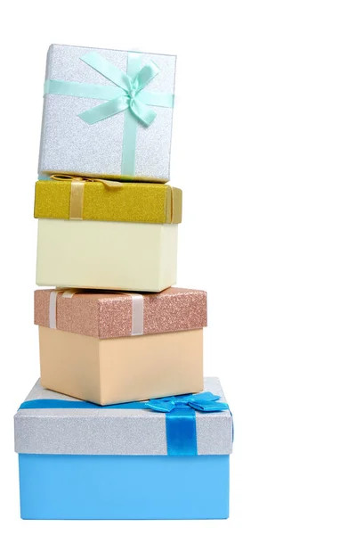 Weihnachtsgeschenke Geschenkboxen Weißer Hintergrund — Stockfoto