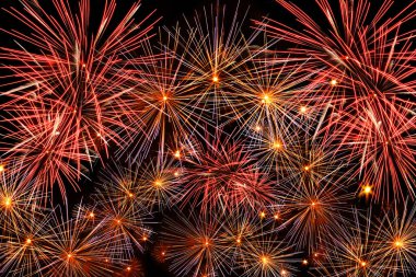 Abstract background, bright explosions fireworks black background