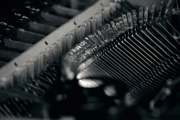 Mechanical Hammers Alphabet Typing Old Typewriter — Stock Photo, Image