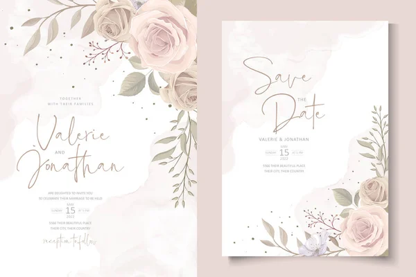 Beau Modèle Carte Invitation Roses — Image vectorielle