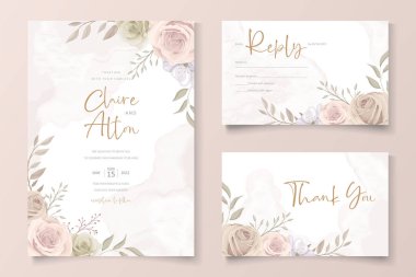 Güzel güller davet kartı şablonu