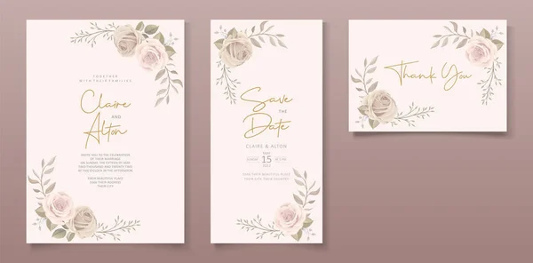 Beautiful Roses Invitation Card Template — Stock Vector