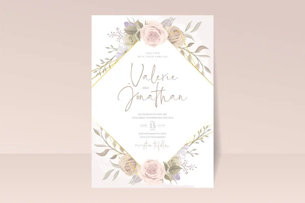 Beau Modèle Carte Invitation Roses — Image vectorielle