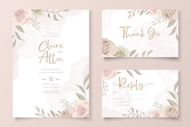 Güzel güller davet kartı şablonu