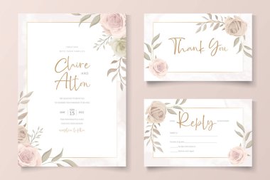 Çiçek desenli düğün davetiyesi şablonu