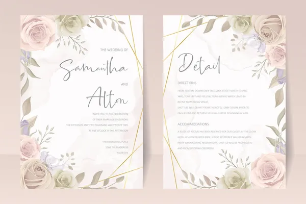 Modelo Cartão Convite Casamento Com Design Floral — Vetor de Stock