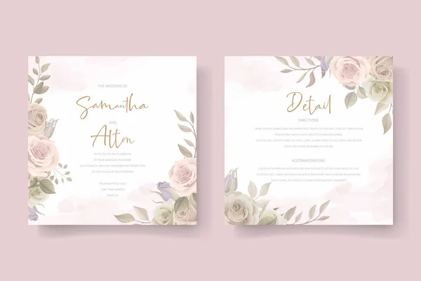 Wedding Invitation Card Template Floral Design — Stock Vector