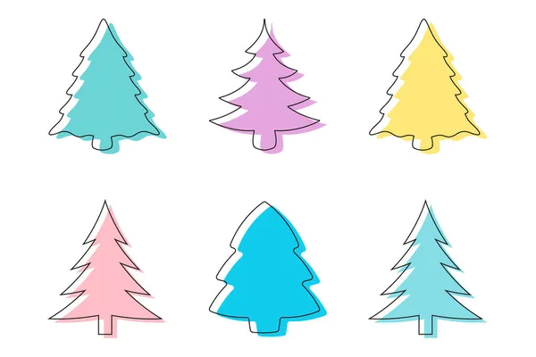 Colección Árbol Navidad Colores Pastel — Vector de stock