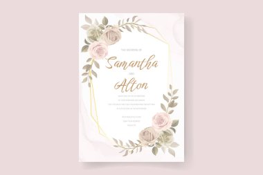 Düğün davetiyesi şablonu çiçek ve süsleme ile ayarlandı