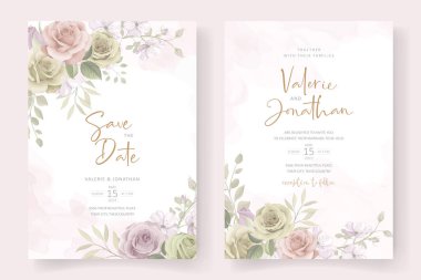 Güzel, yumuşak bir çiçek ve düğün davetiyesi tasarımı bırakır.