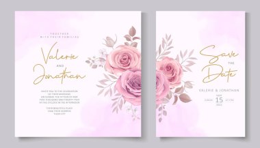 El çizimi çiçek açan düğün davetiyesi şablonu tasarımı