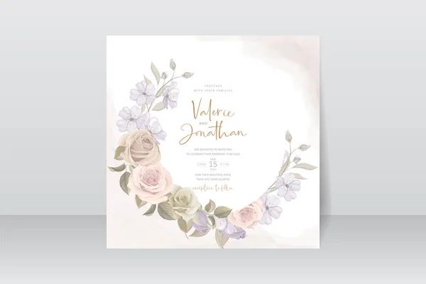 Wedding Invitation Template Rose Flower Design — Stock Vector