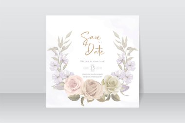 Gül desenli düğün davetiyesi şablonu