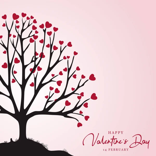 Happy Valentine Day Heart Tree Background — Stock Vector