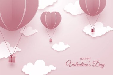 Kağıt sanatı tarzı sevgililer günü arkaplanı kalp çizimi ile