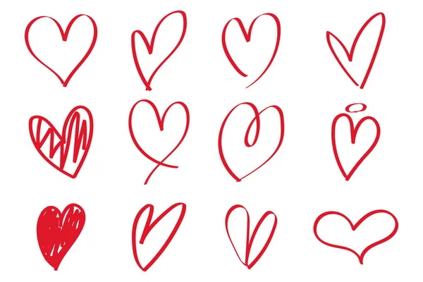 Kolekce Ručně Kreslenou Srdce — Stockový vektor