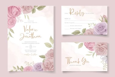 Gül desenli düğün davetiyesi şablonu