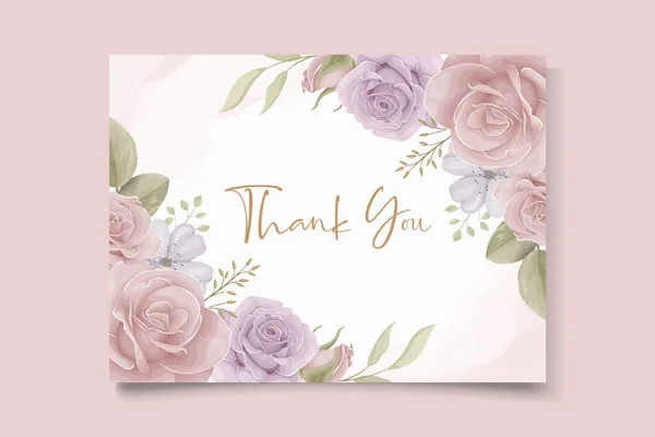 Thank You Card Design Flower Theme — Stock Vector