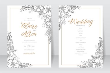 Çiçek desenli düğün davetiyesi şablonu